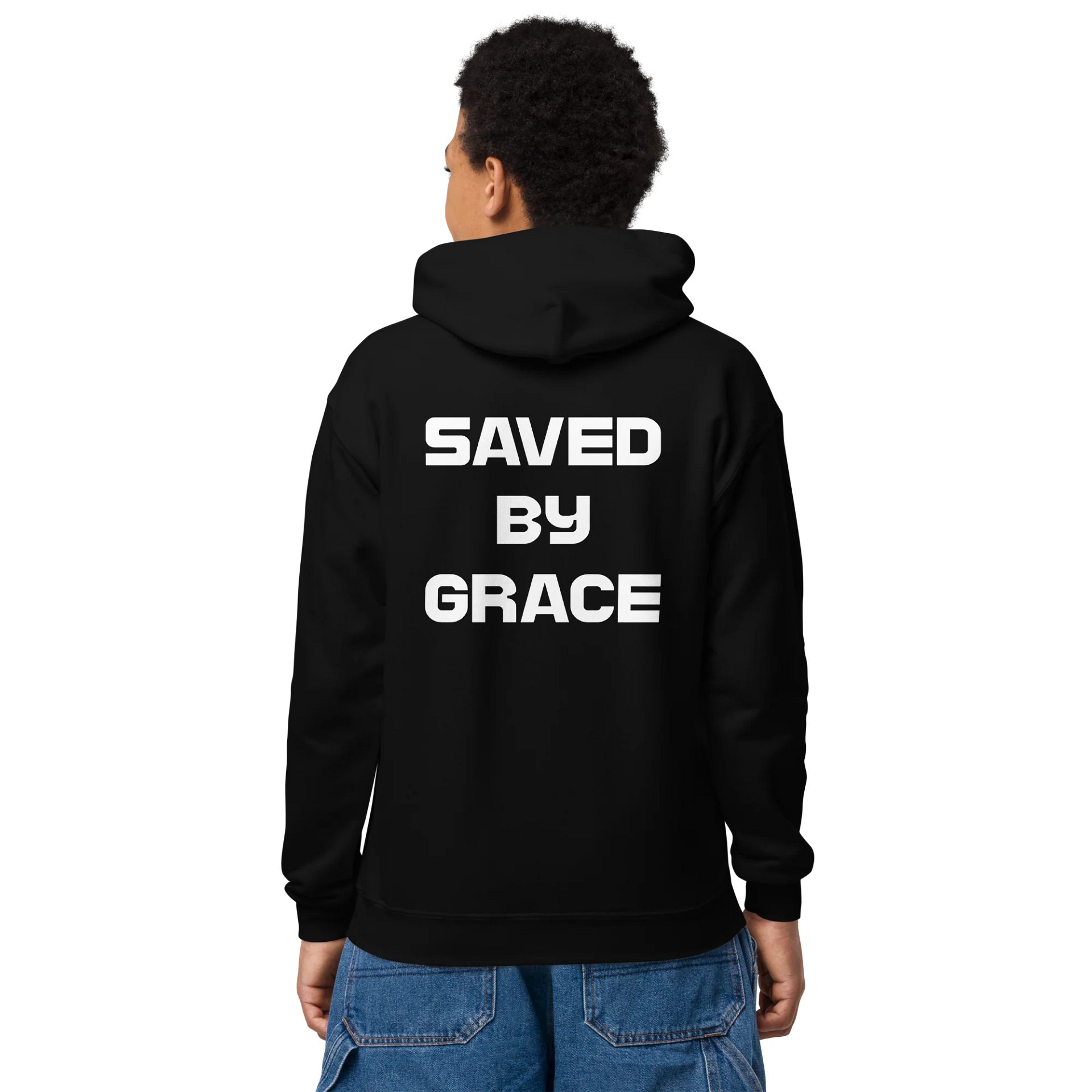 YHWH Kids Bold Faith Hoodie - "Saved by Grace" product image (1)