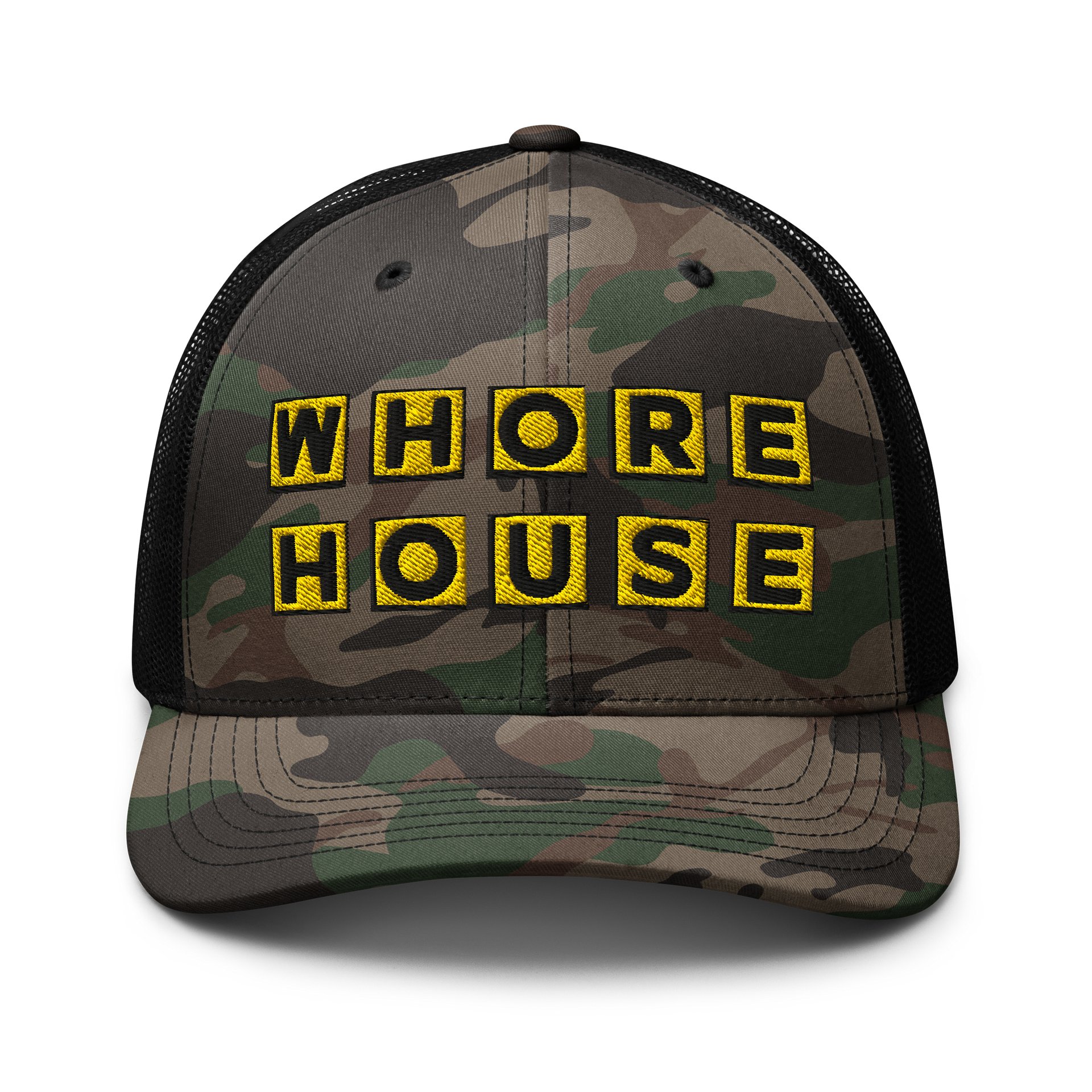 WHORE HOUSE Camo Trucker Hat product image (1)