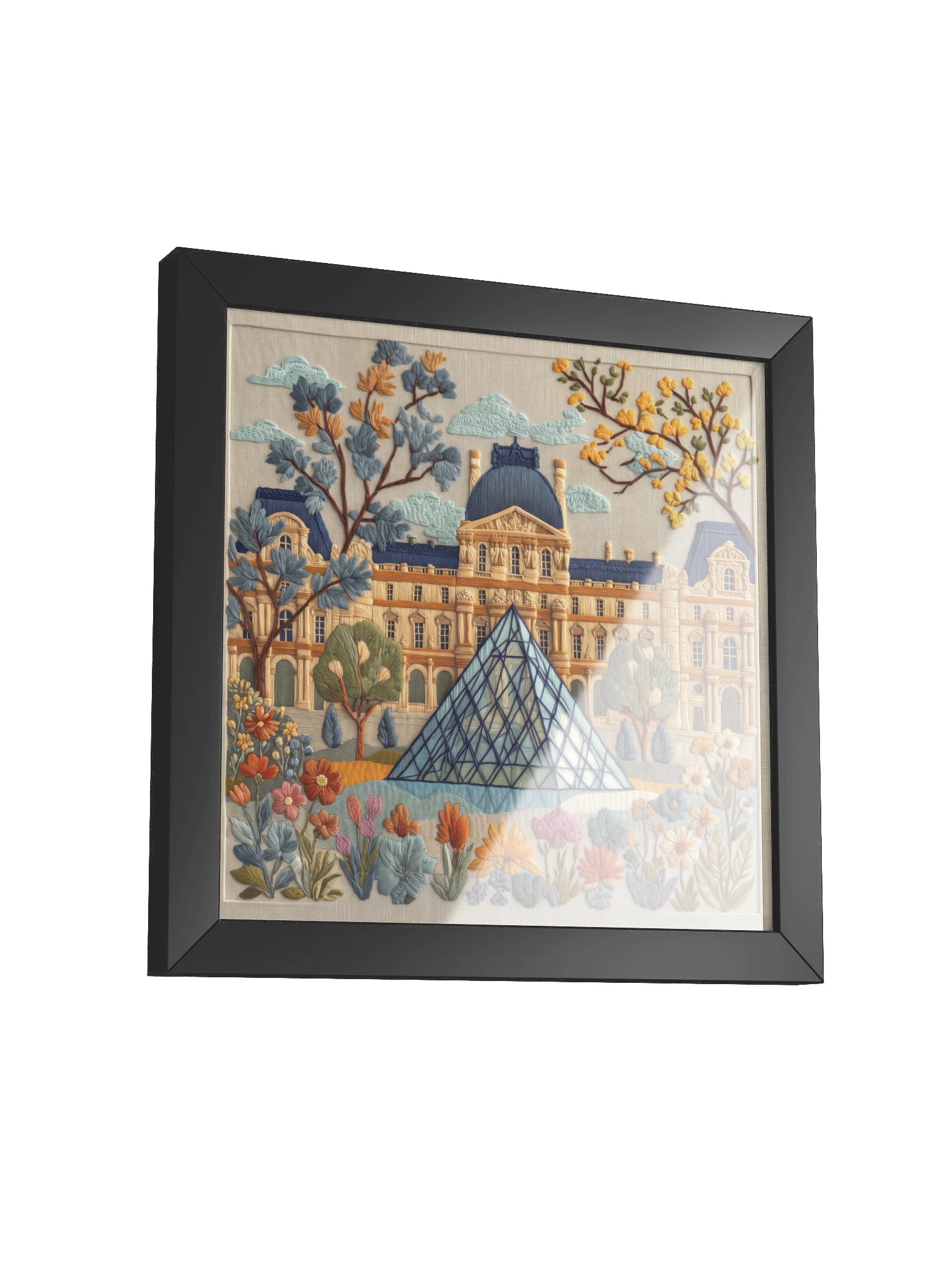 The Romantic Side of Paris | Embroidery-Style Wall Art — Framed Print product image (18)