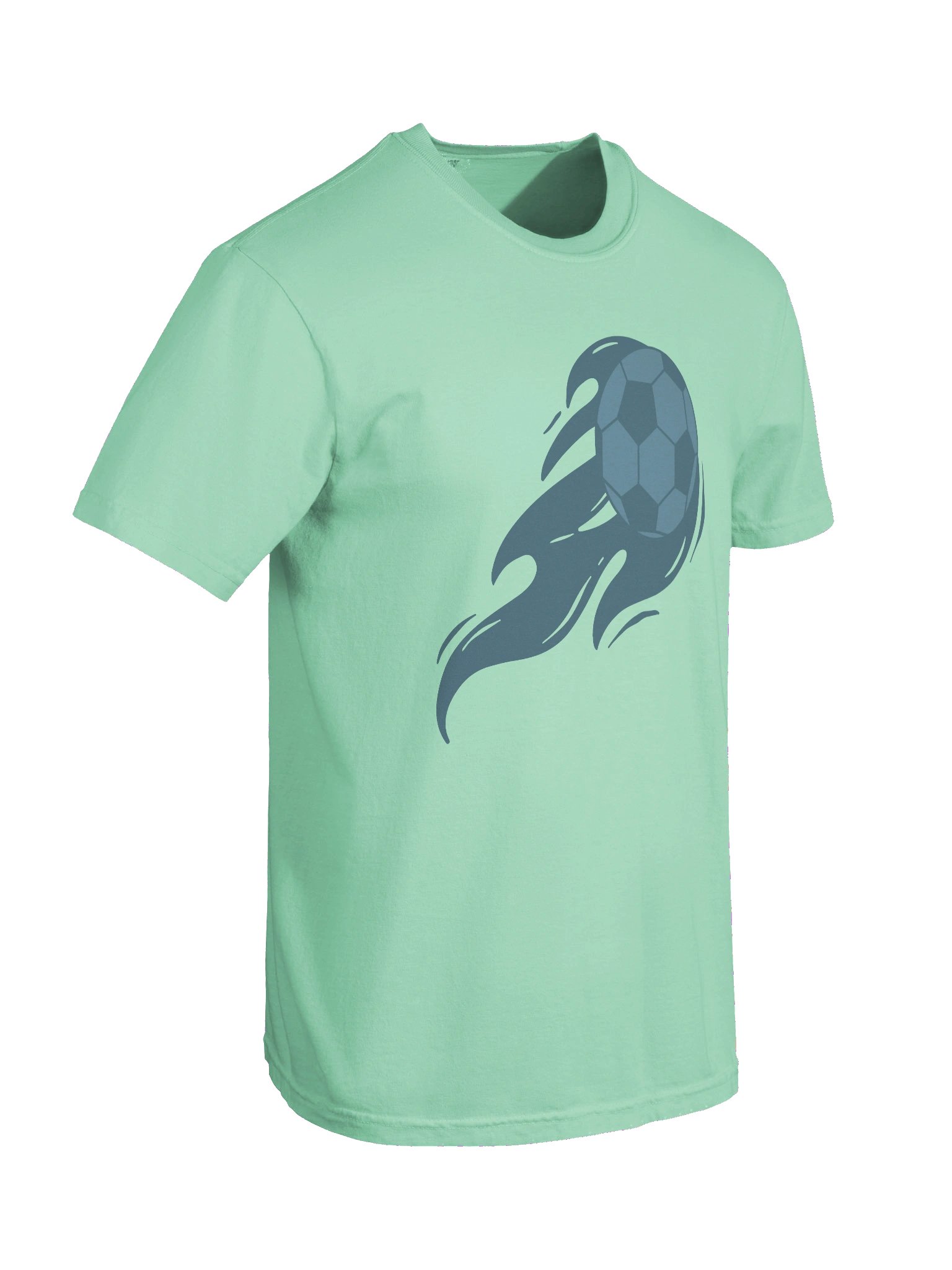 Blue Flaming Soccer Ball Comfort Tee product image (38)