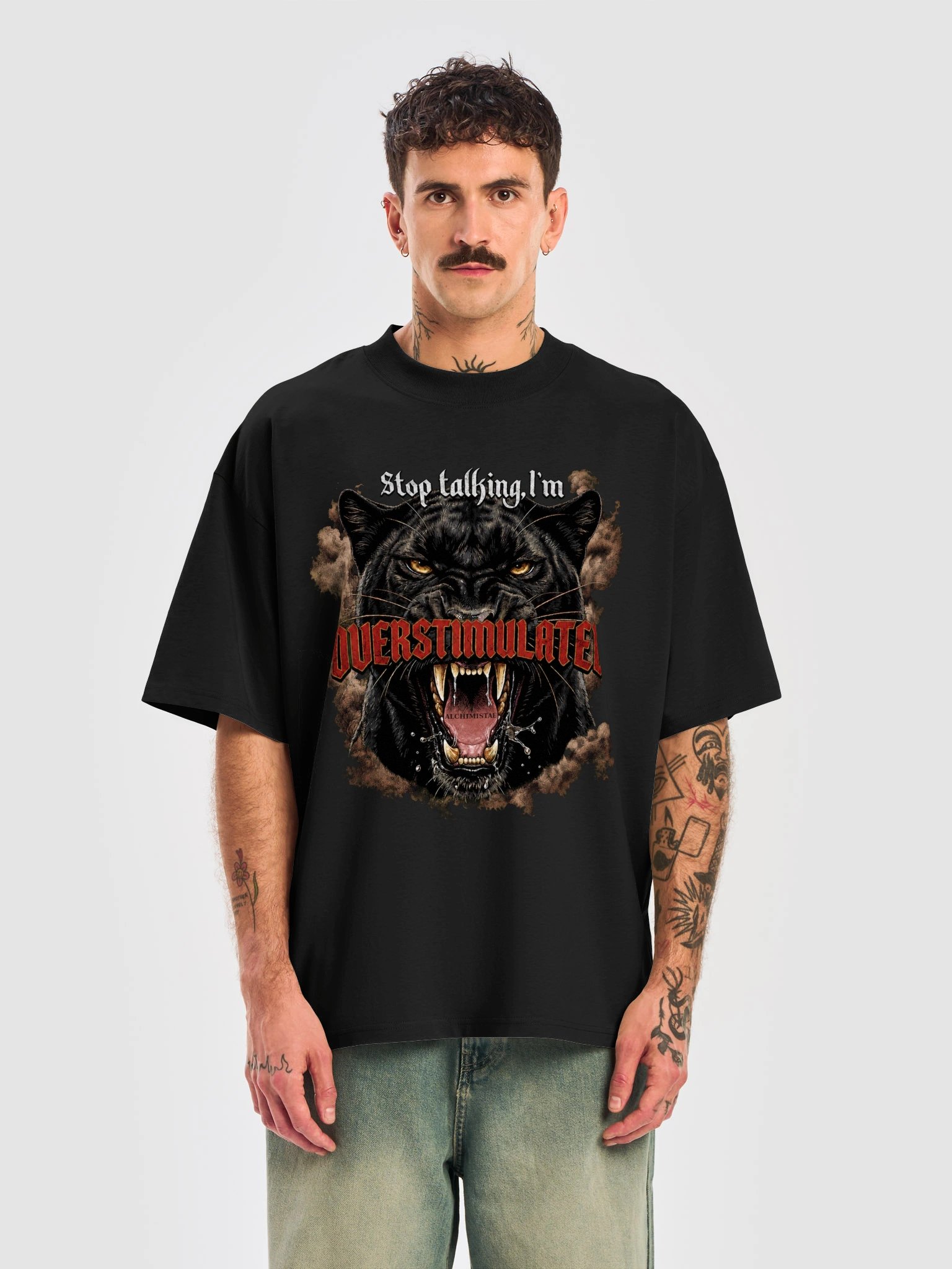 T-Shirt Unisex Oversize Coton Bio Poids Lourd - OVERSTIMULATED product image (4)