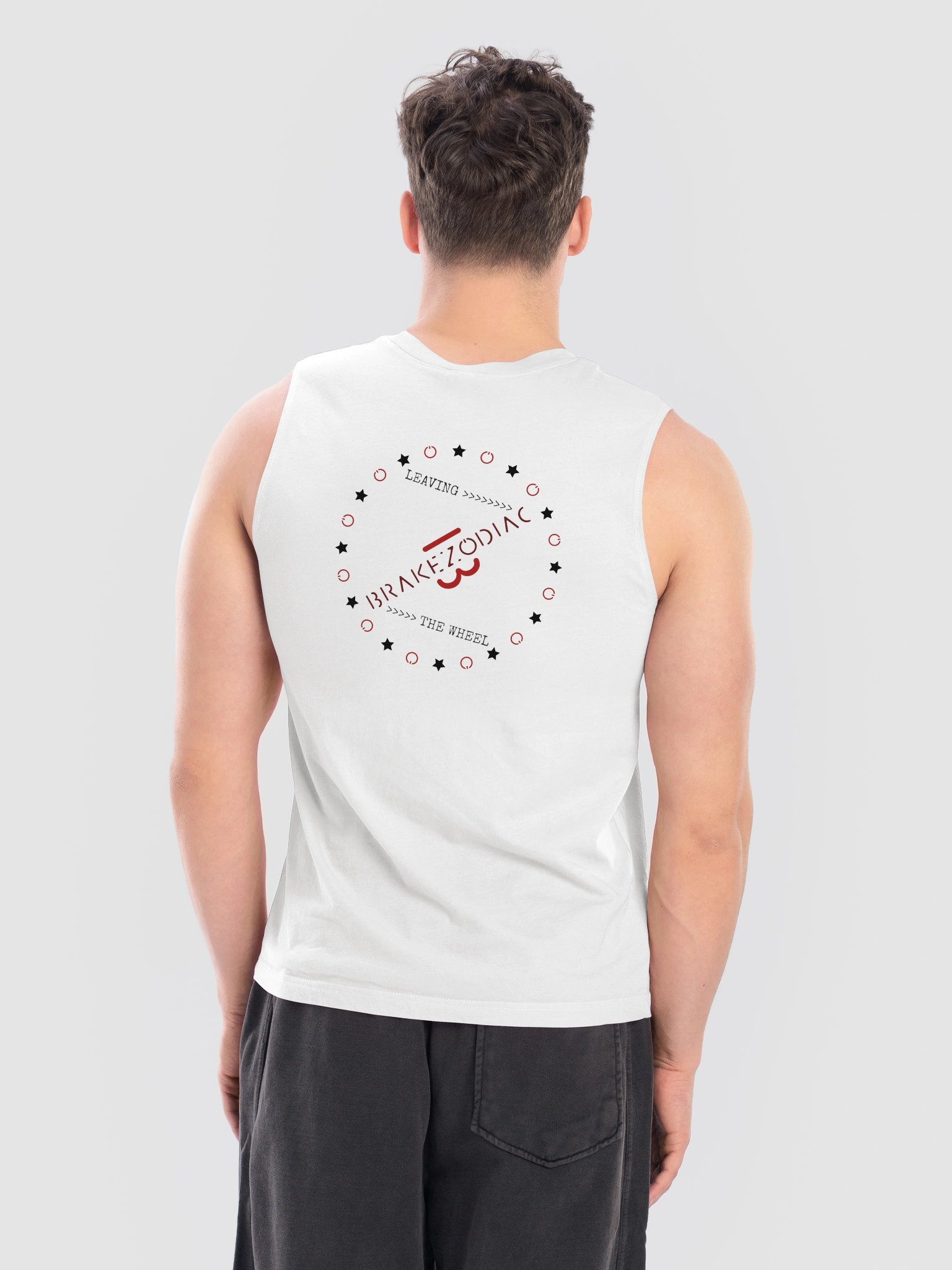 Brake Zodiac Logo (front) Leaving the Wheel Number 13 (rear) Muscle Vest Tank Top product image (8)