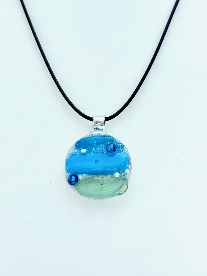 MFD-00214 | Coastal Calm Horizon Pendant Necklace | Handmade Glass Art Jewelry | Monique Faella Designs™ product image (2)