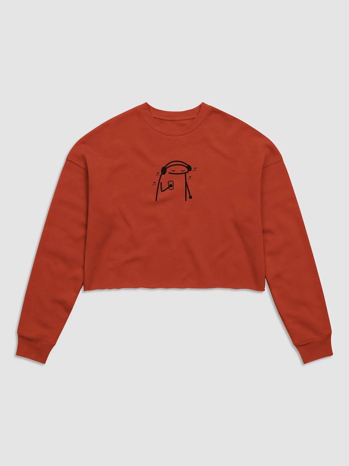 Meme Stick Figure With Headphones Women's Crop Sweatshirt product image (1)