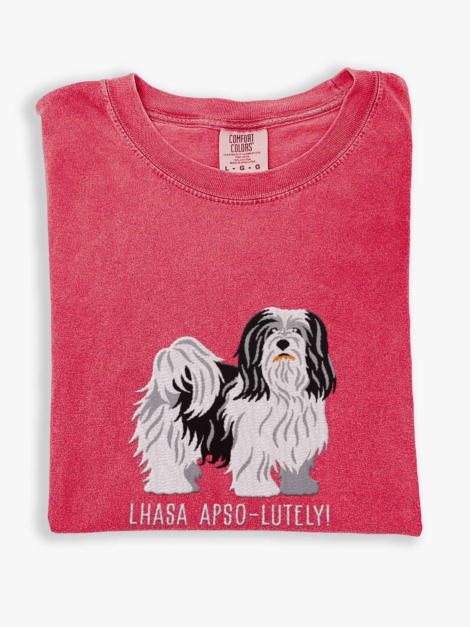 Lhasa Apso-lutely T-Shirt(Embroidered) of a Lhasa Apso(Black & White) product image (1)