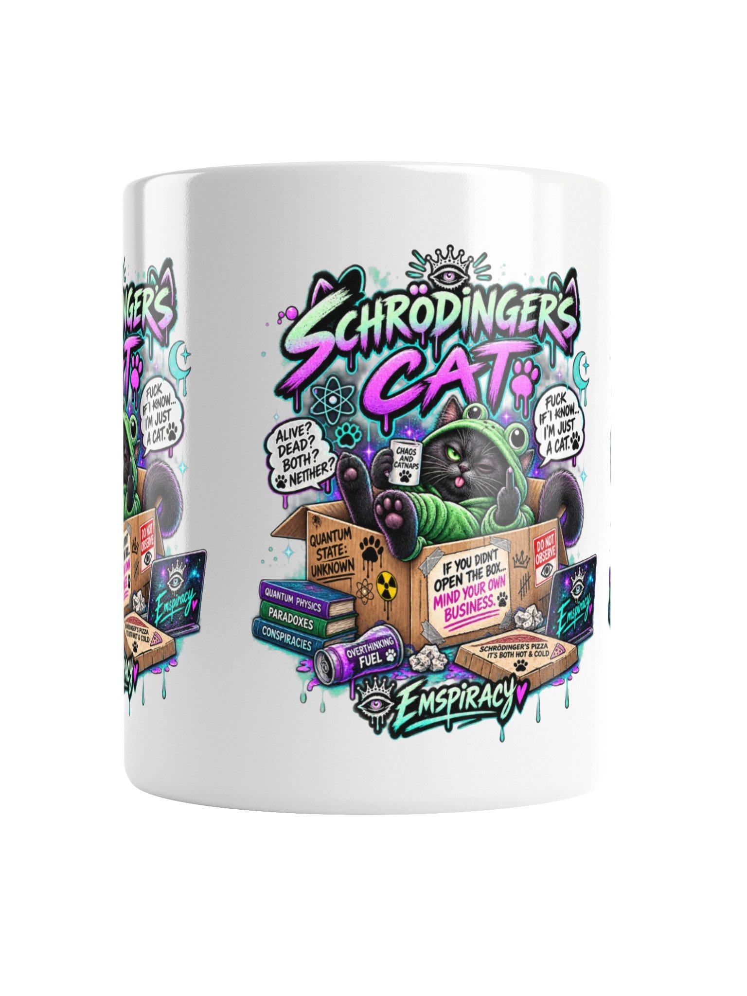 🐈‍⬛🐸☕ SCHRÖDINGER’S CAT FUCK KNOWS. I’M JUST A CAT. 😂💚 product image (1)