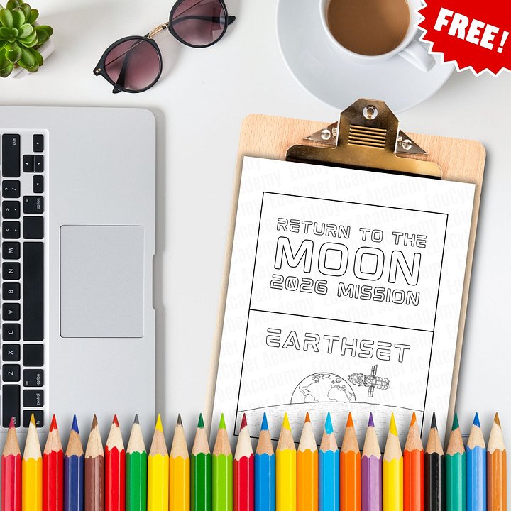 Free Moon Mission Coloring Page, Gift and Keepsake Idea, Printable PDF product image (1)