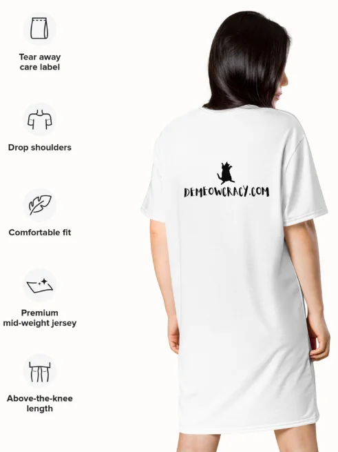 Dancing For Demeowcracy Feline Mauve T-Shirt Dress product image (5)