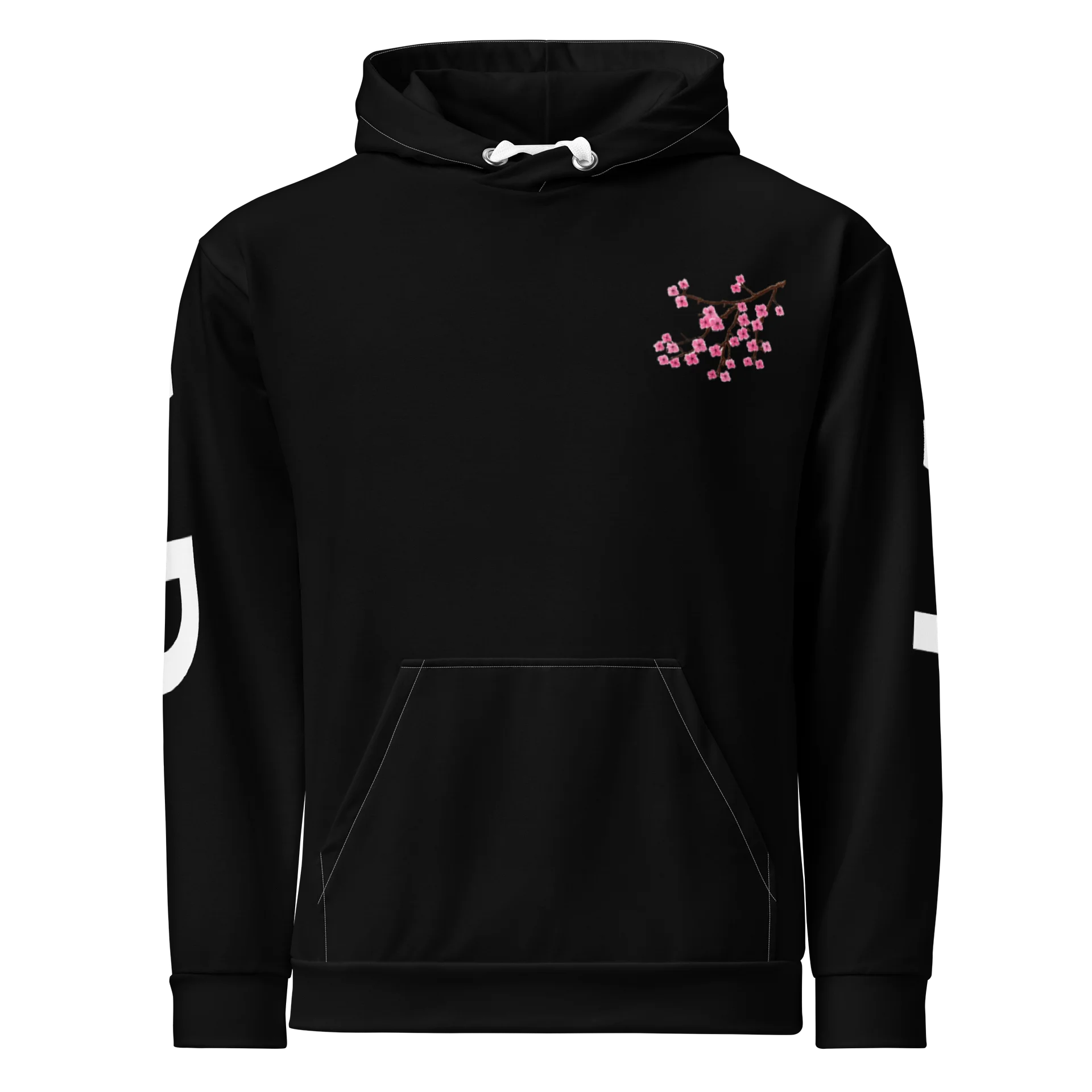 Black Inverted Ink Sleeve Sweat Shirt With Cherry Blossom product image (1)