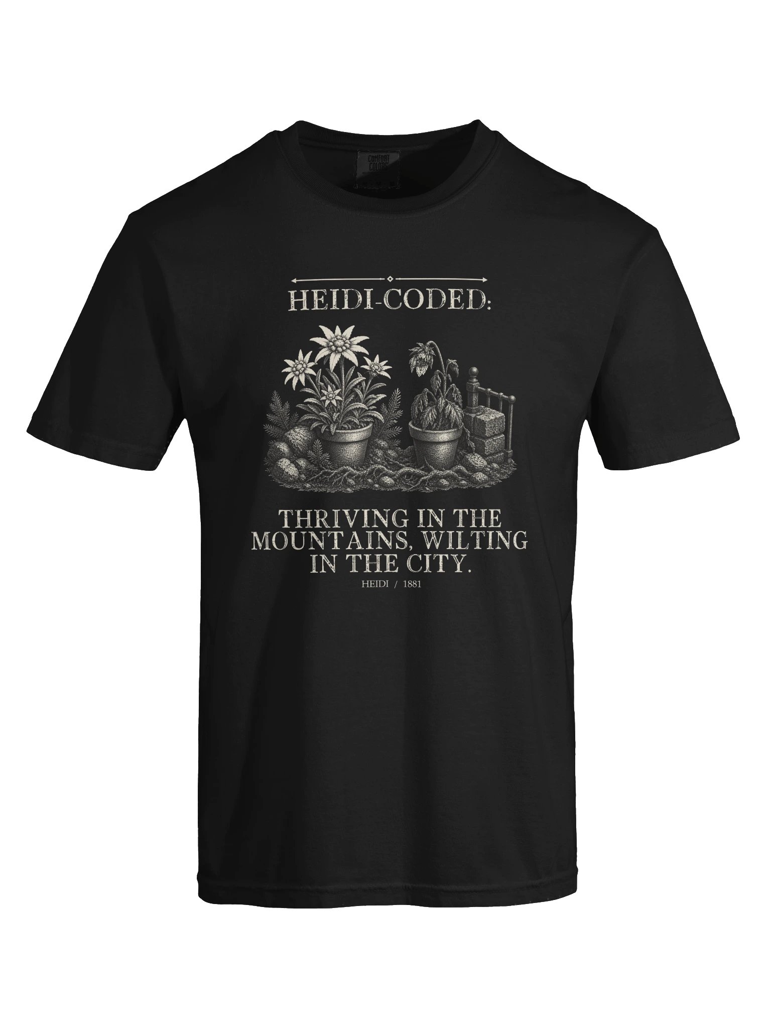 Heidi Coded Thriving Mountains Wilting City -- Heidi Tee (Dark) product image (25)