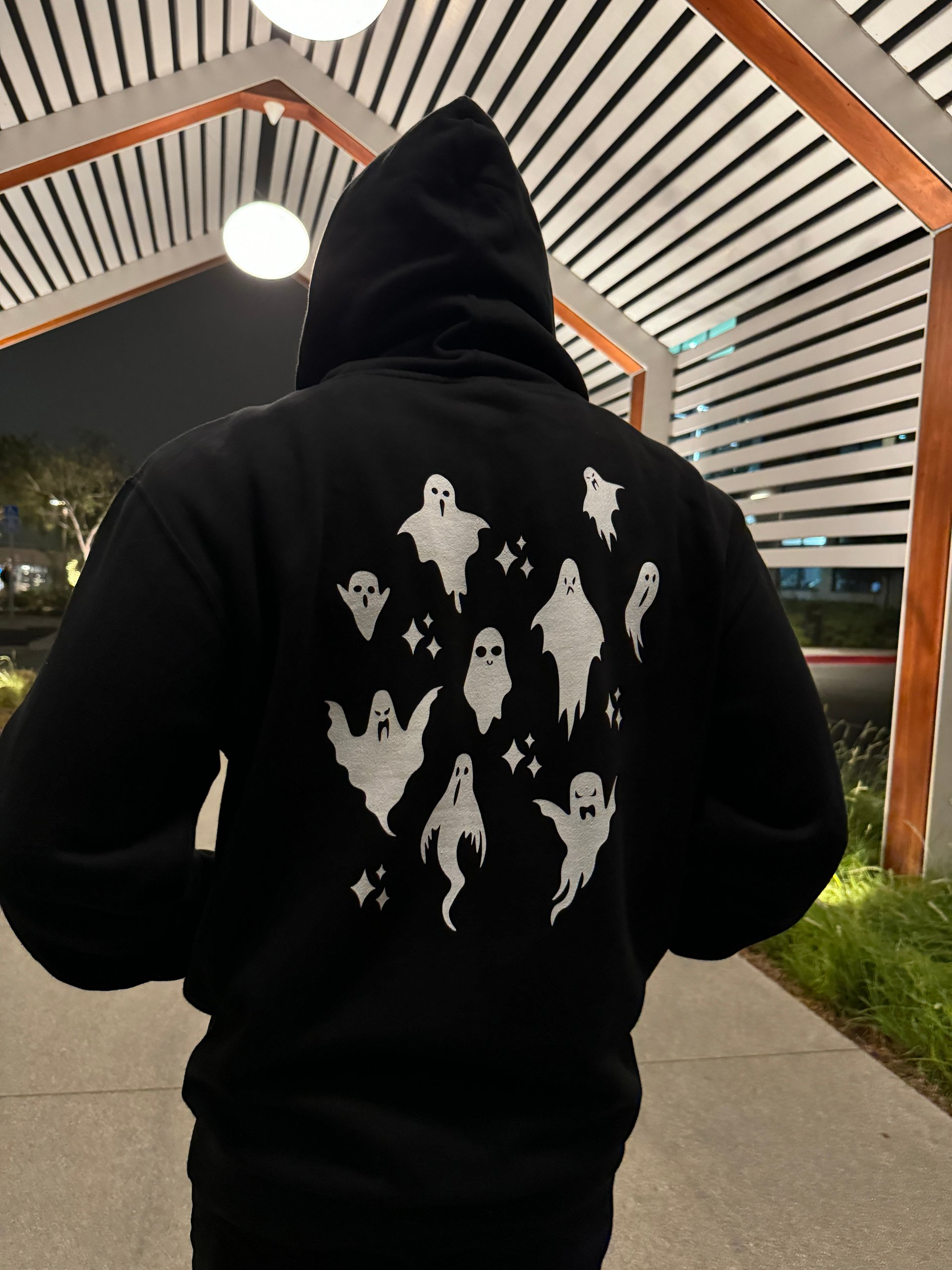 'Boo.' White Embroidered Ghost Hoodie product image (4)