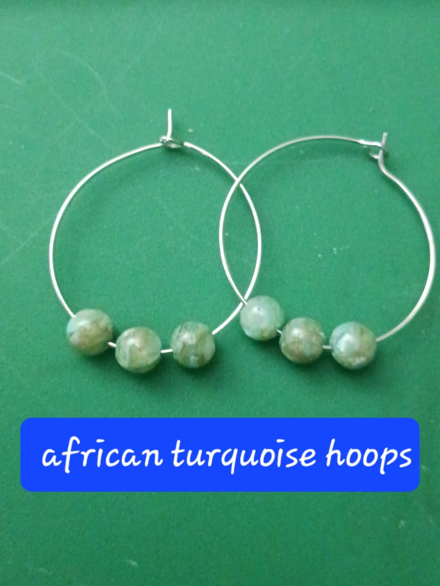 African Turquoise Hoops - Handcrafted Artisan Earrings product image (1)