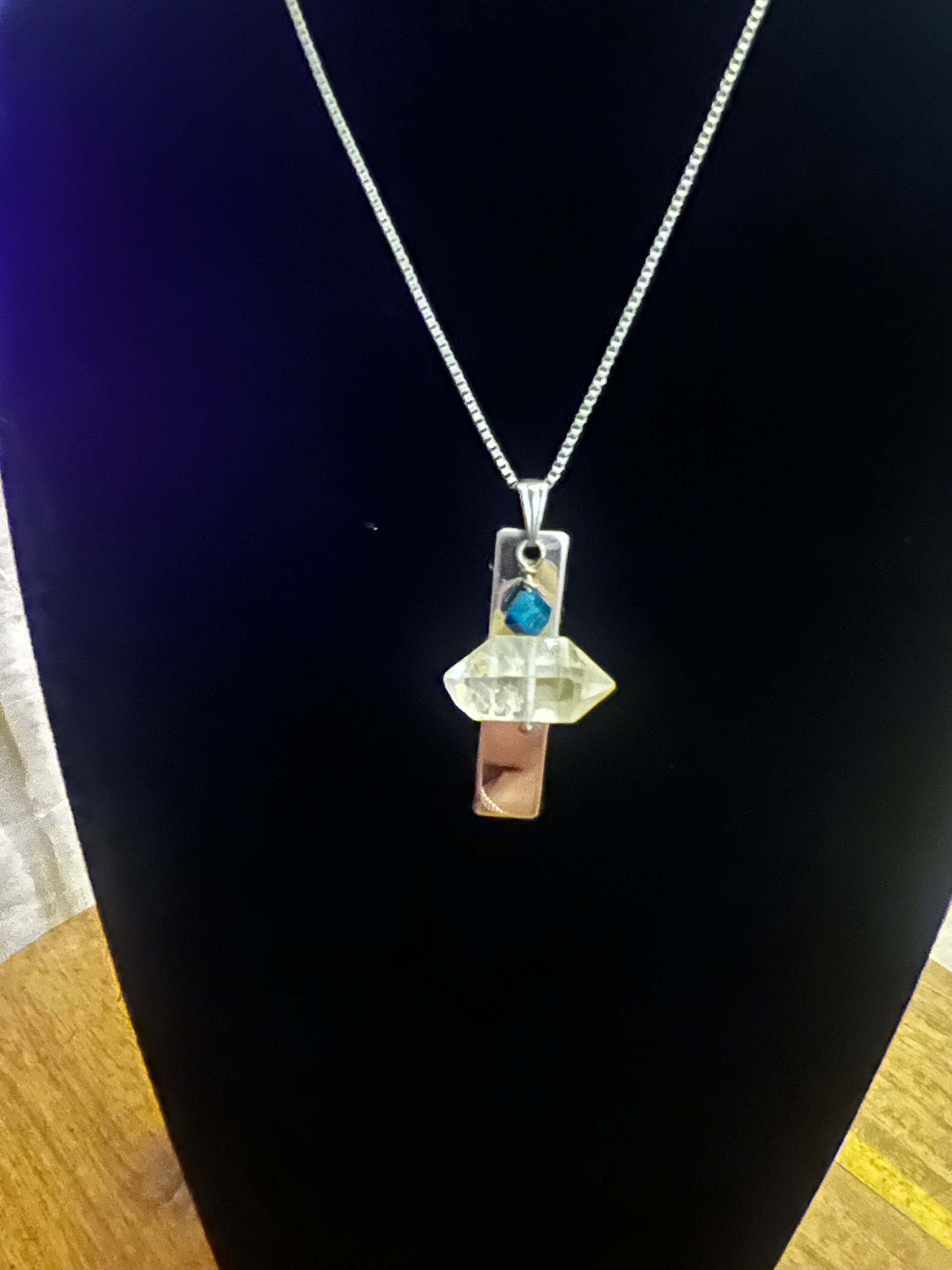 Rainbow Tigers Eye, Large Herkimer, Bar necklace product image (1)