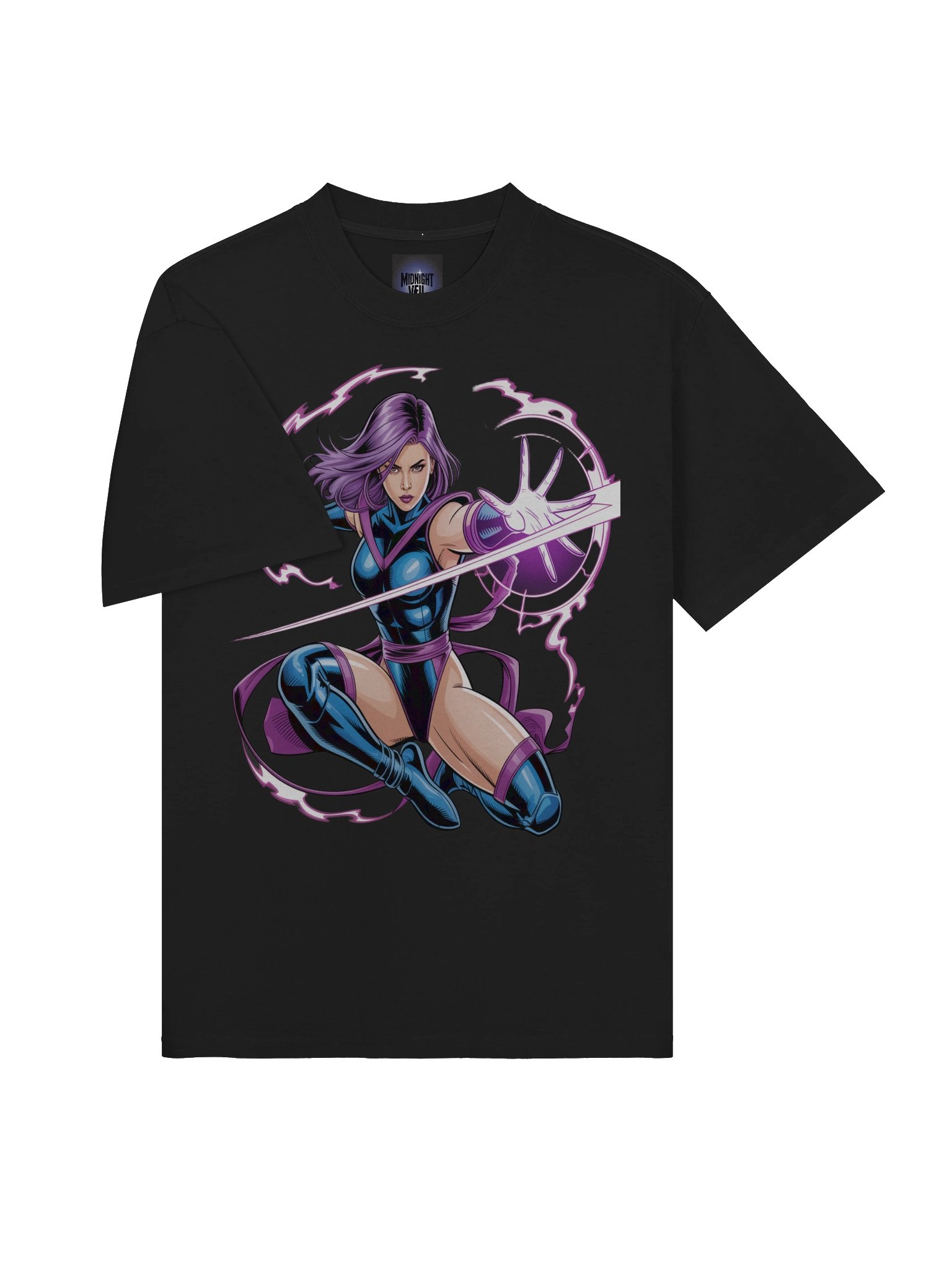 Psylocke Psychic Arc Oversized Faded T-Shirt - Exclusive Midnight Veil Designs Unisex Tee product image (3)