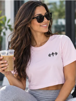 His House Womens Crop Top T-Shirt - Orchid/White/Ecru by His House