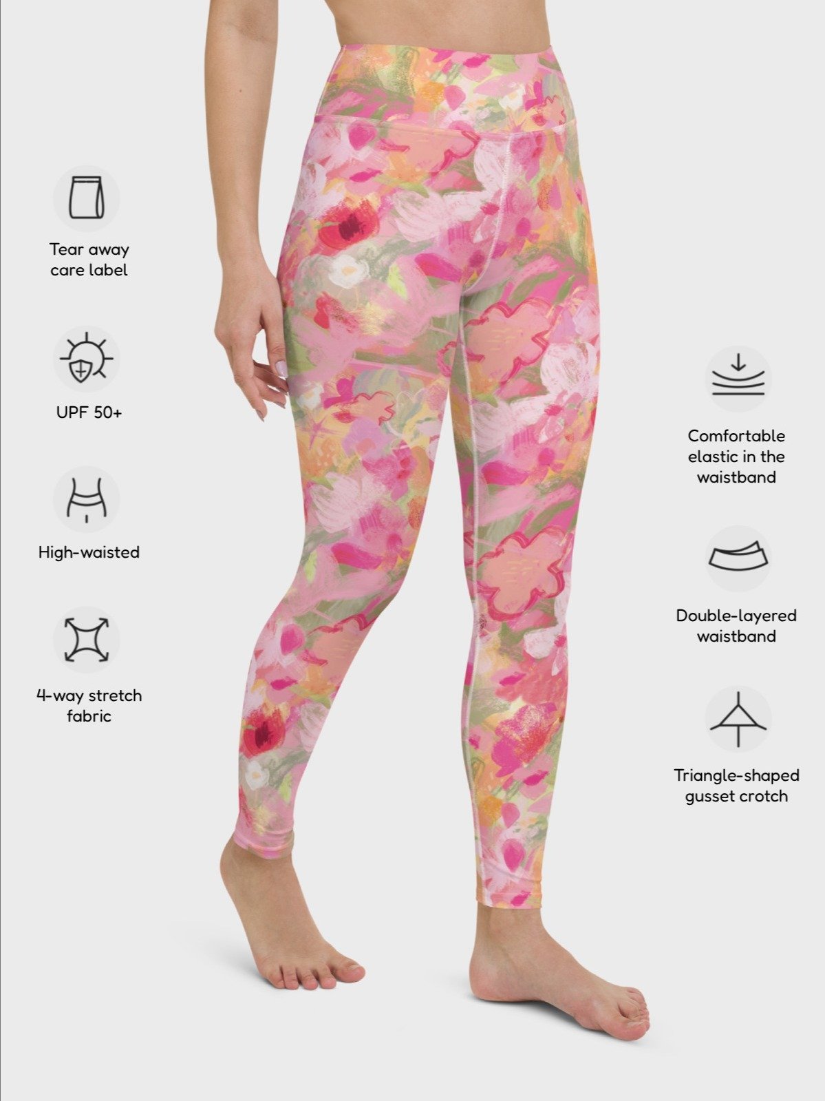 High-Waisted Leggings "Sweet Pastel Florals of Spring" Printed product image (5)