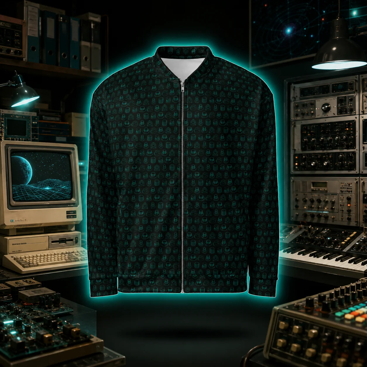 Synthesis Icons Studio Jacket - (7 Iconic Synth Knobs) TURQUOISE product image (6)