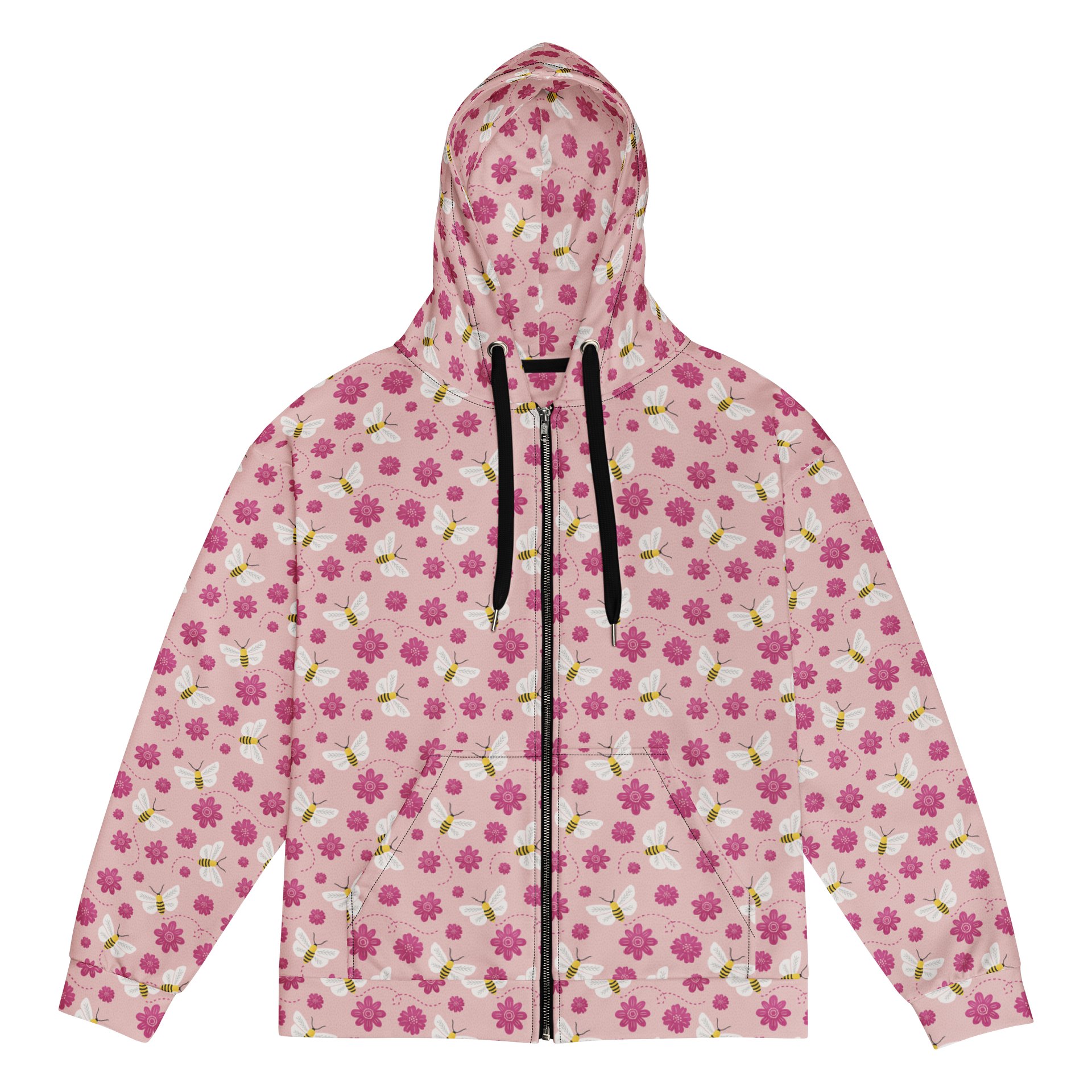 Little Pink Bees Recycled Unisex Zip Hoodie product image (1)