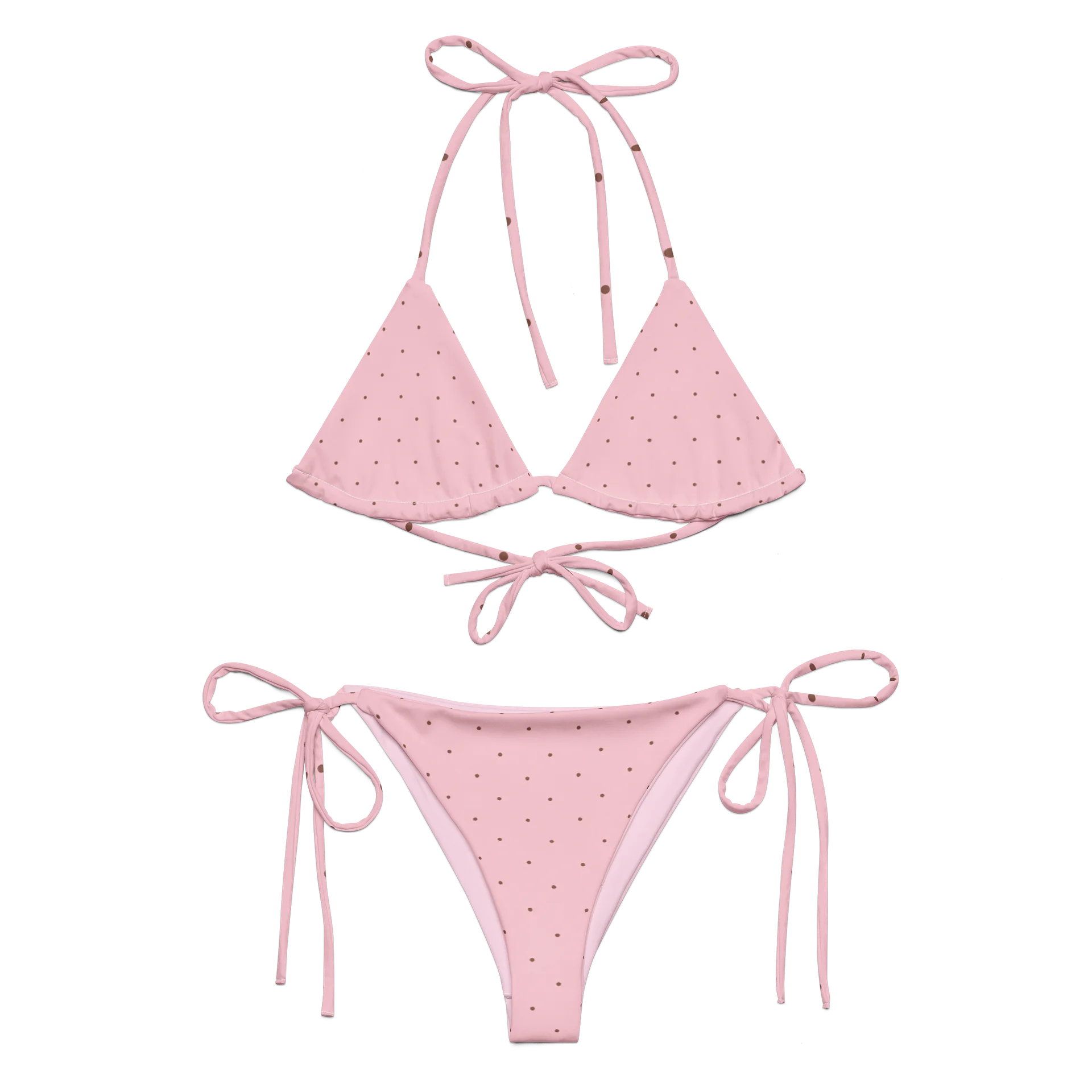 darling pink polka dot bikini set product image (1)