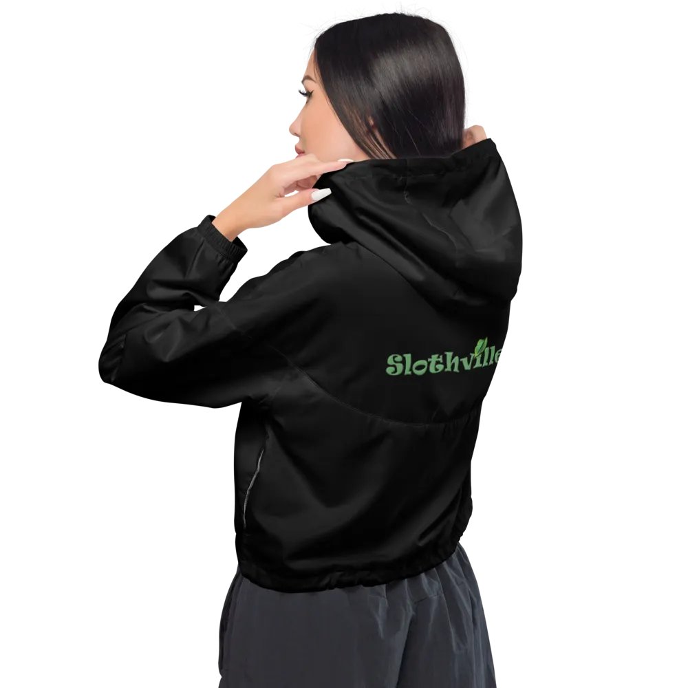 Sloth Serenity Cropped Black Windbreaker product image (8)