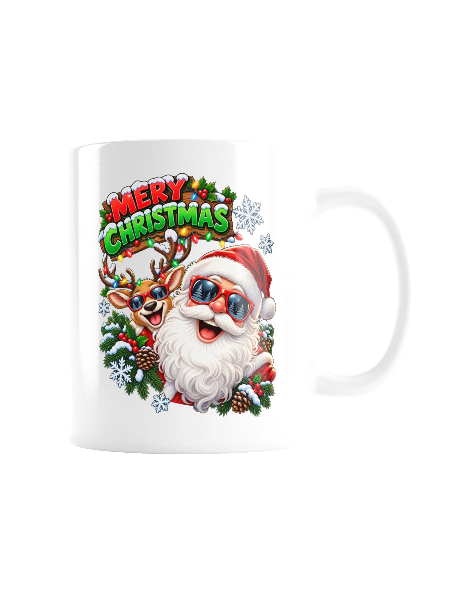 Merry Christmas — Santa & Reindeer Holiday Selfie - Mug product image (9)