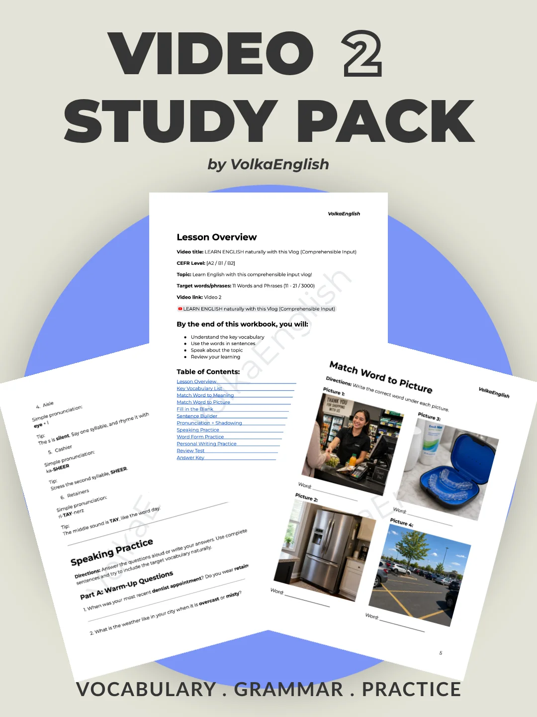 LEARN ENGLISH naturally with this Vlog (Comprehensible Input) - Video 2 Study Pack product image (1)