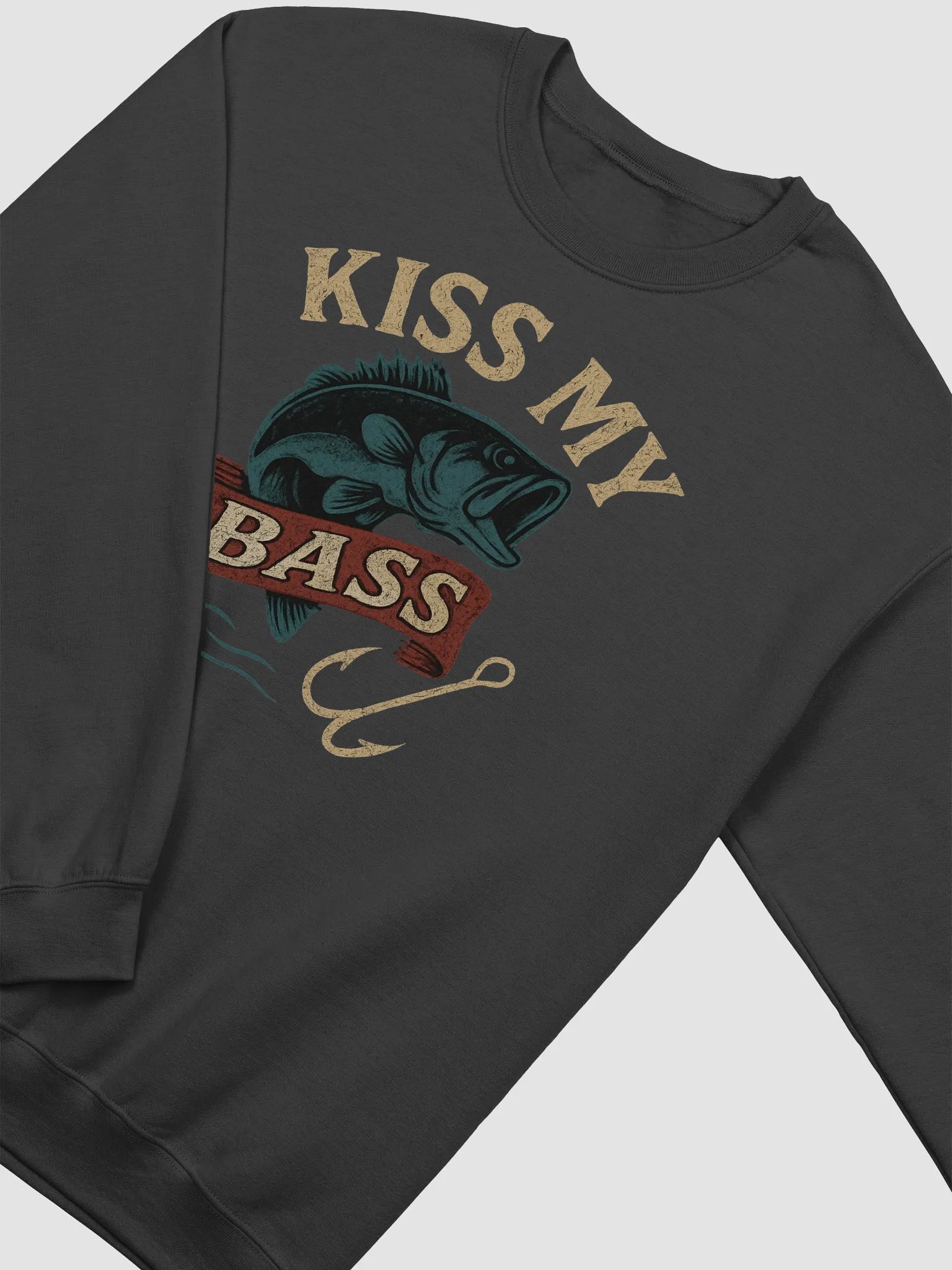 Vintage Kiss My Bass Fishing Sweatshirt – Retro Bold Humor product image (11)