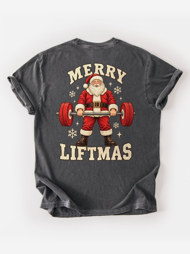 Merry Liftmas Santa Oversized Gym Tee | Christmas Gym Shirt product image (1)