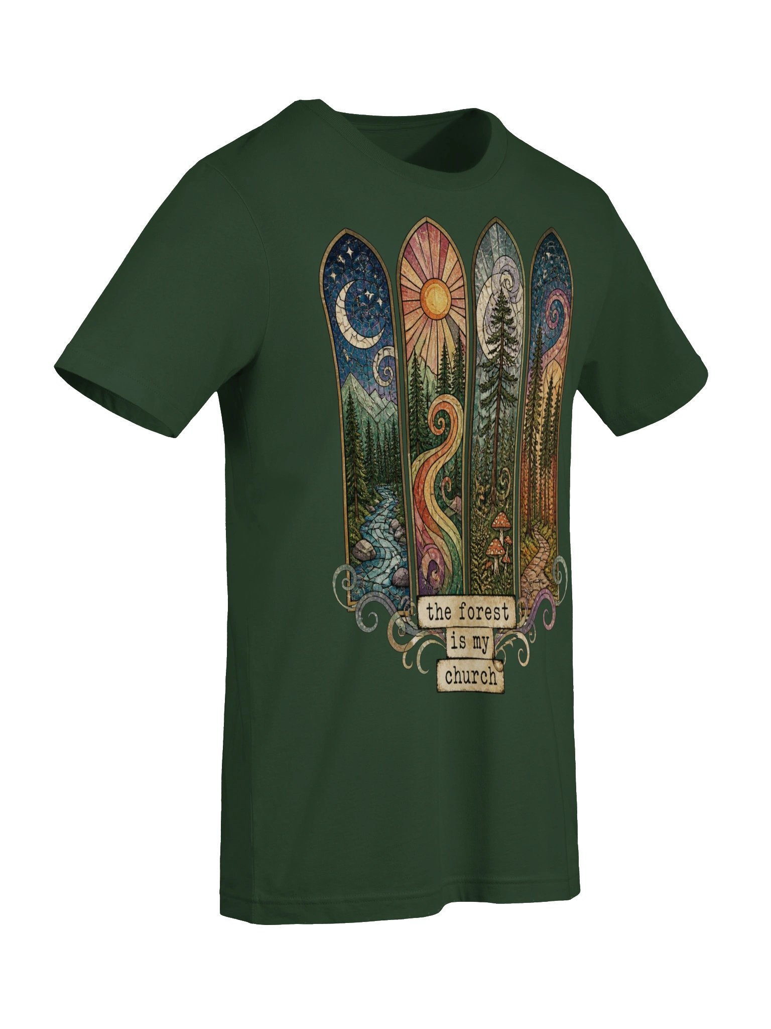 Forest Is My Church Shirt, Stained Glass Nature Lover Tee product image (8)