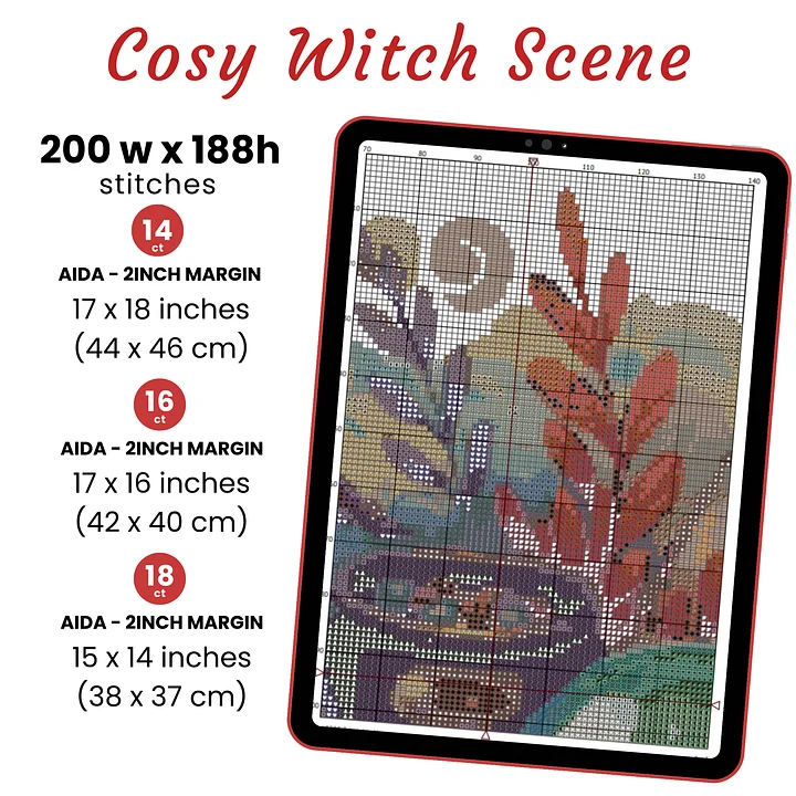 Cosy Witch Scene Cross Stitch Pattern product image (2)