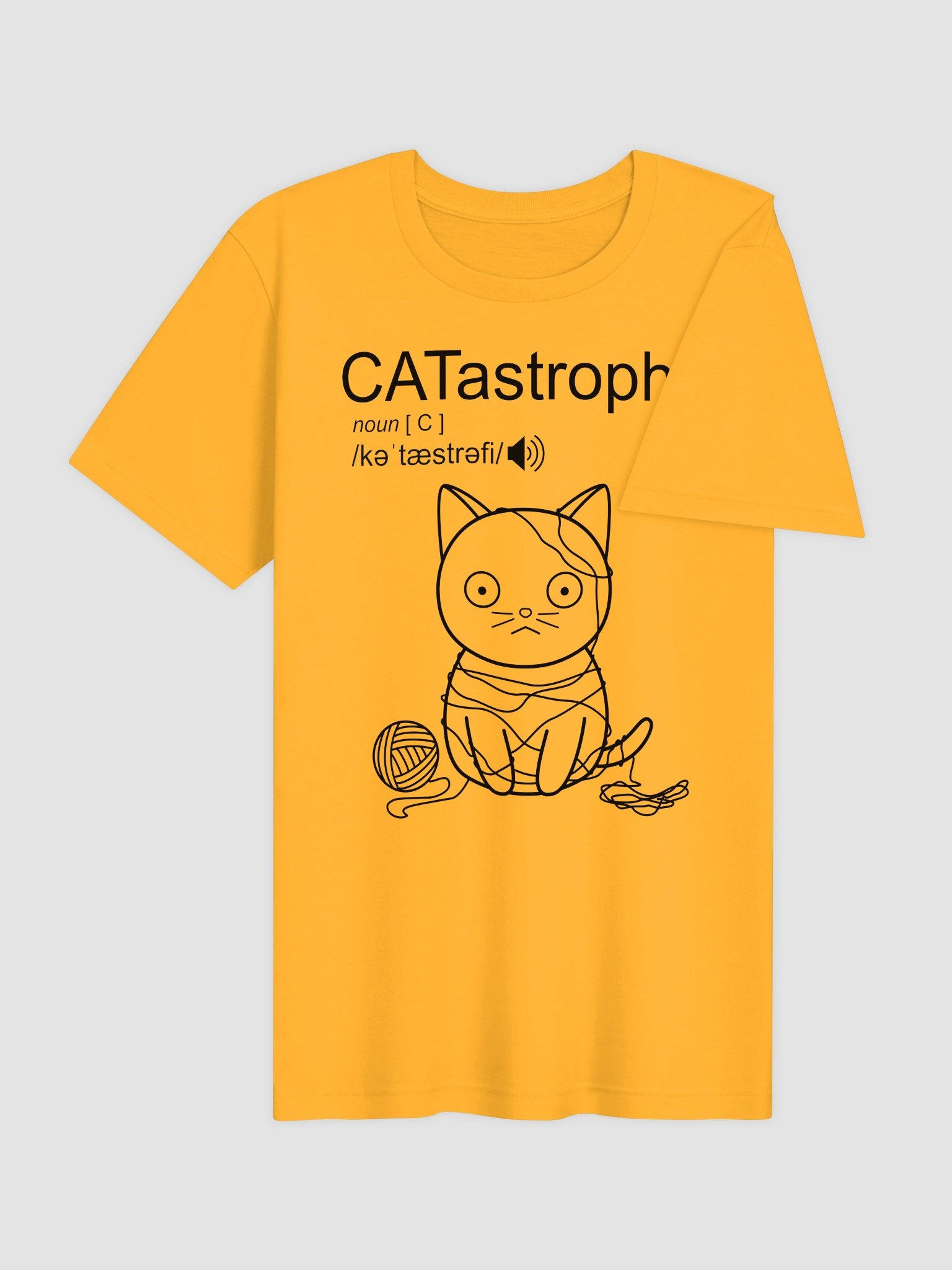 CATastrophe (Cat with Yarn - Black Print) - Unisex Adult Super Soft Lightweight T-shirt product image (3)