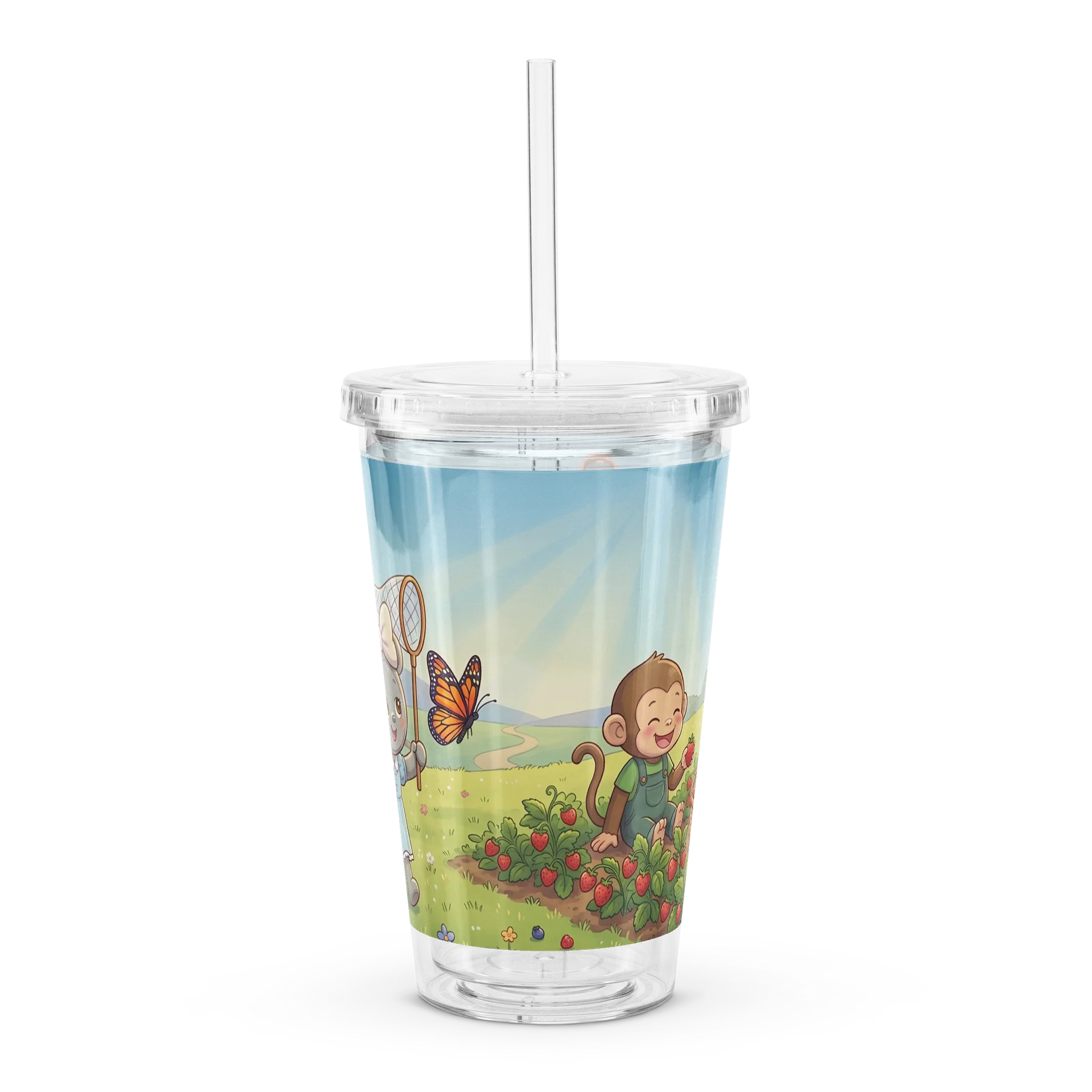 Čaša sa slamkom: Lutkica Lina i uživanje u prirodi 🍓🦋🧋 product image (2)