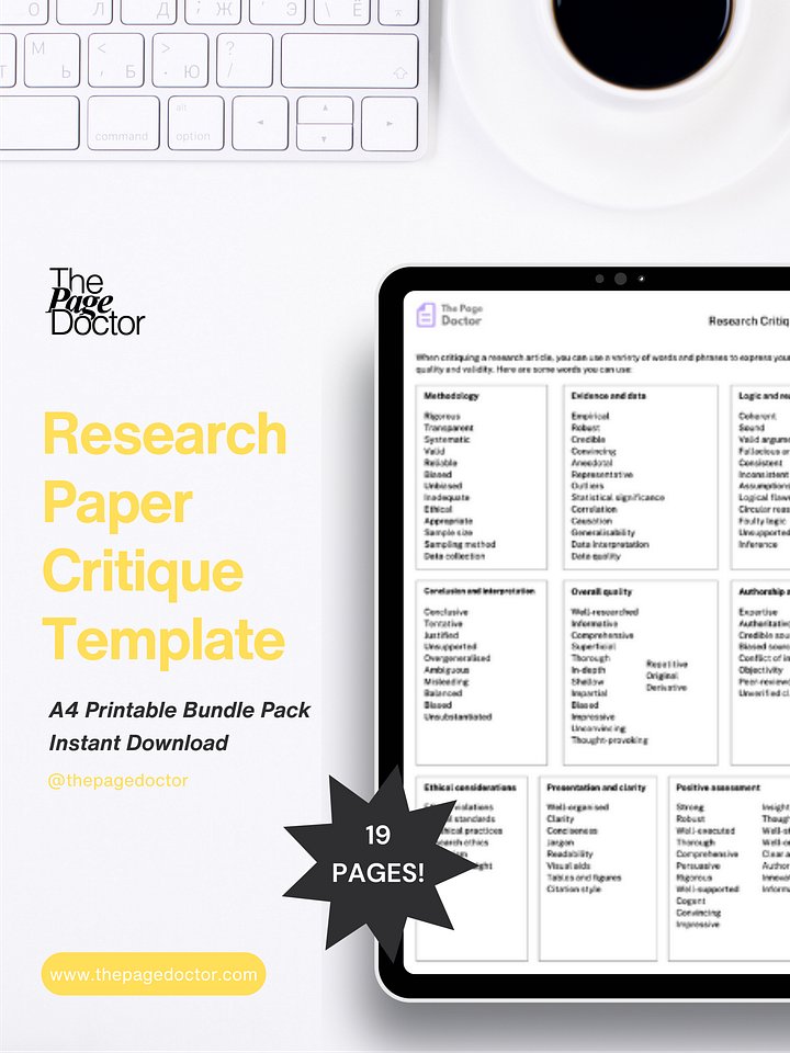 Research Paper Critique Template product image (1)