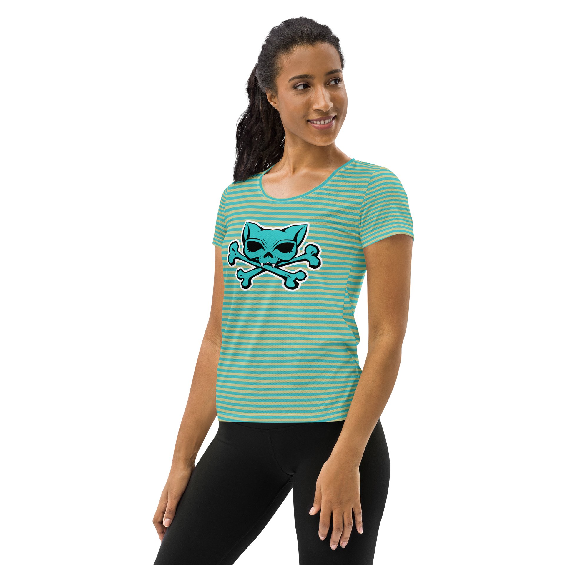 Teal Green Katskull Stripped Athletic Shirt product image (3)