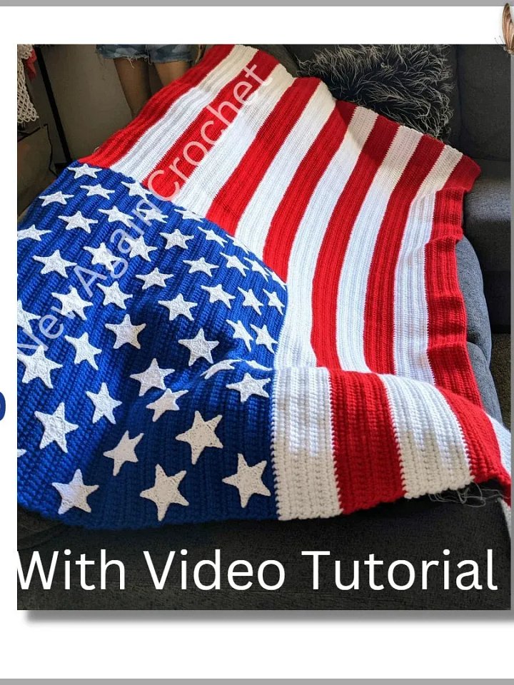Crochet U.S. American Flag Pattern + Video Tutorial product image (1)