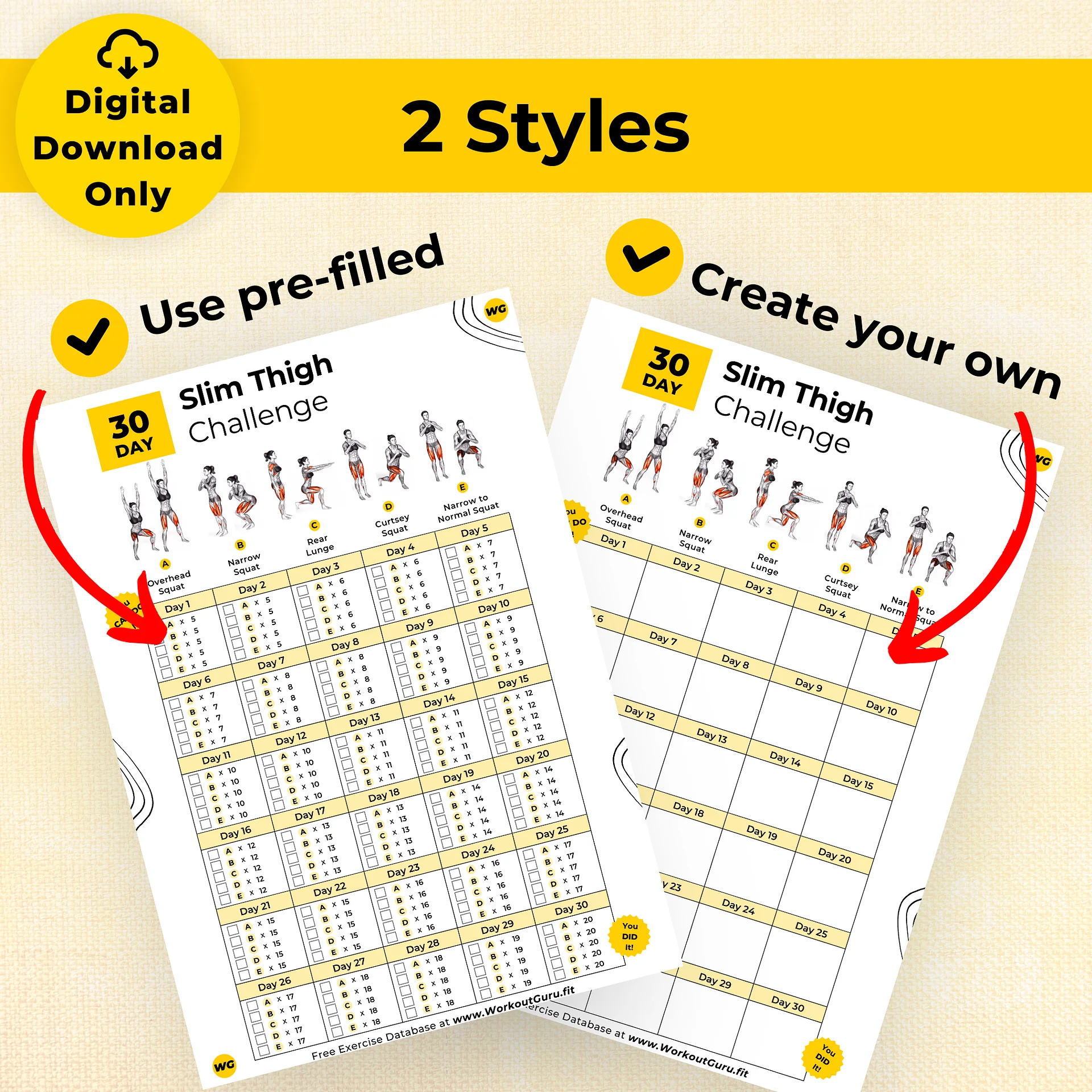 30 Day Slim Thigh Challenge - Printable Workout Tracker product image (4)