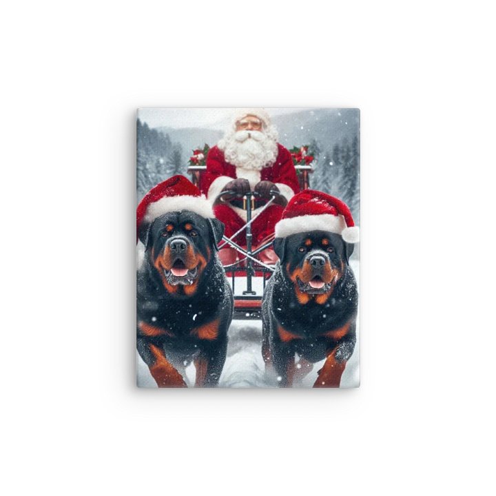 Rottweiler's Santa's Sleigh Ride Canvas Wall Art product image (12)