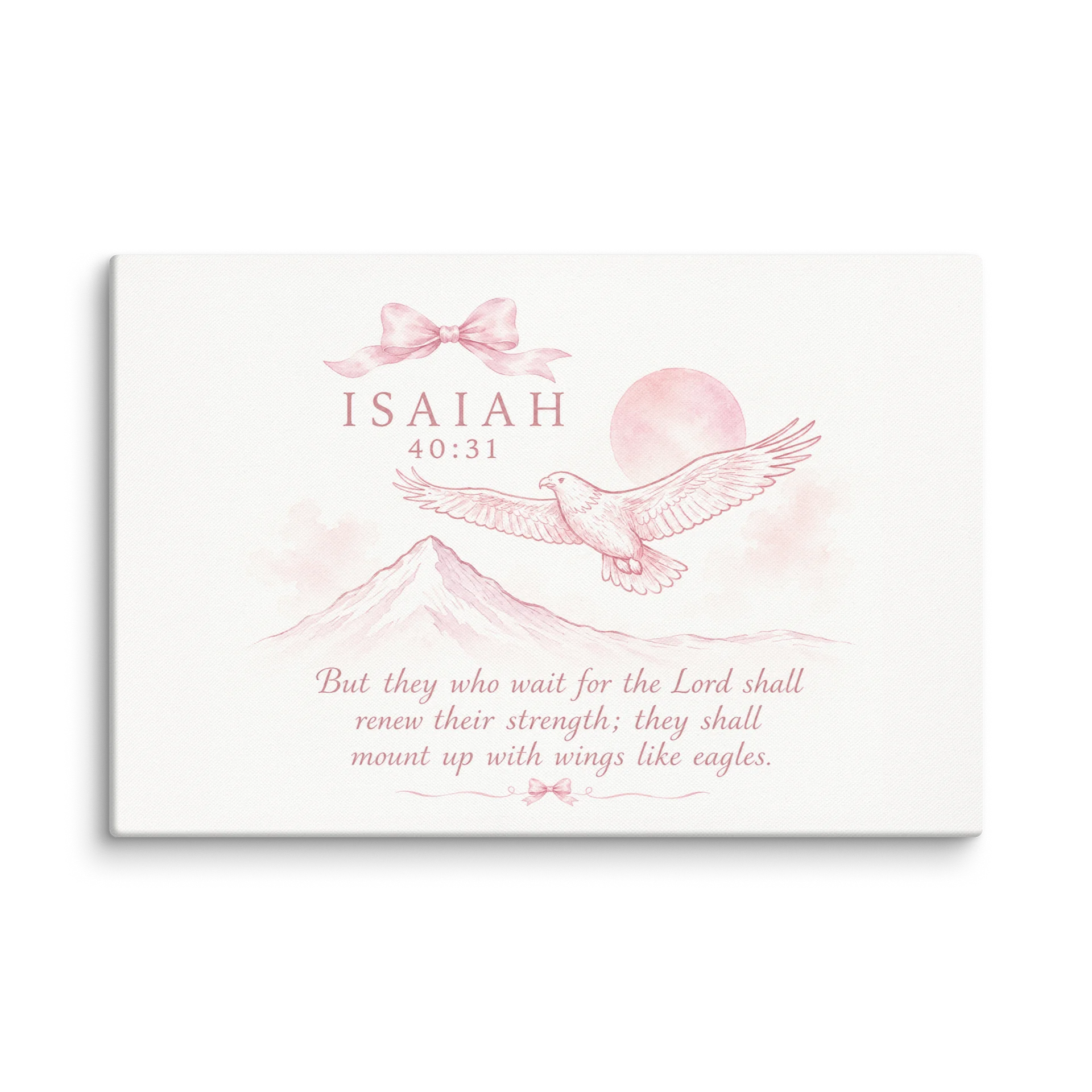 Isaiah 40:31 Christian Wall Art | Eagle Bible Verse Print with Pink Bow product image (1)