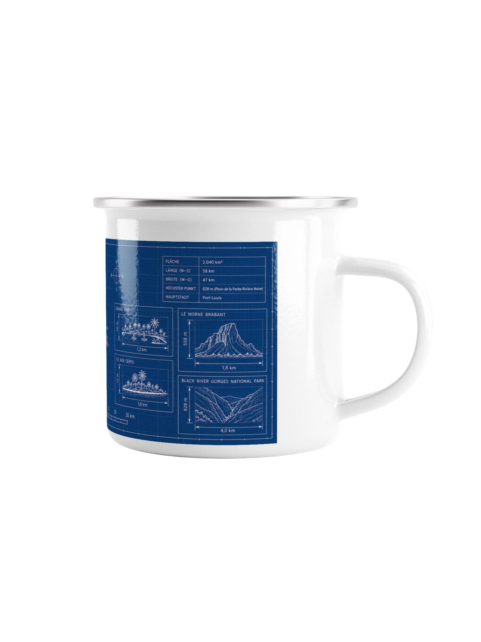 Mauritius Blueprint Enamel Mug product image (3)