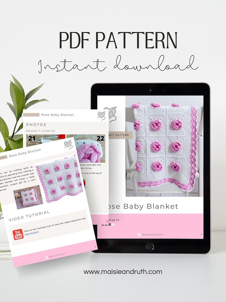 Rose Baby Blanket Crochet Pattern product image (2)