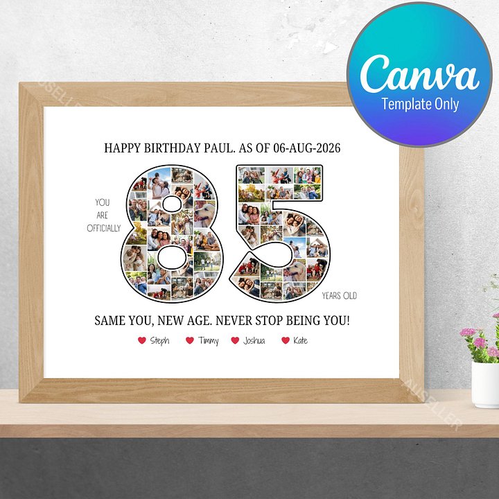 85th Birthday Photo Collage Poster - Canva Template product image (1)