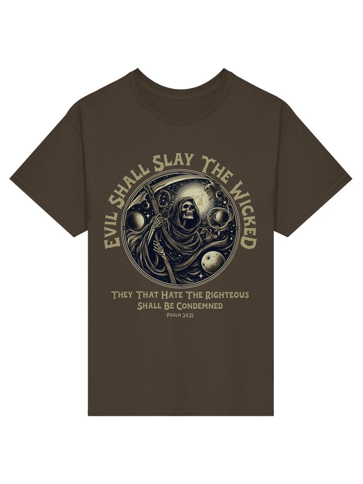 Evil Shall Slay The Wicked Tee - Bible Verse Psalm 34 Grim Reaper Christian T-Shirt product image (1)