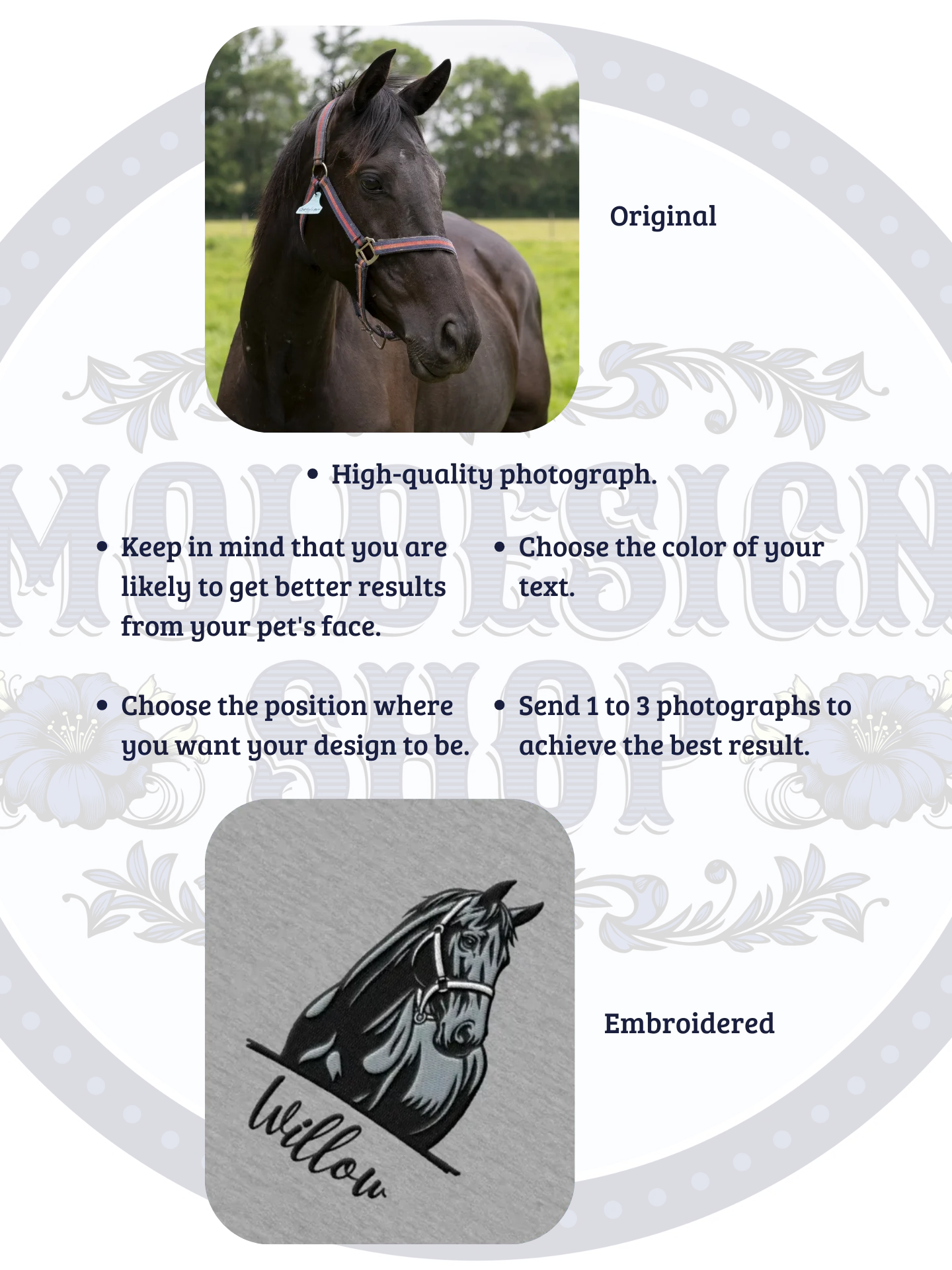 YOUR HORSE! / SWEATSHIRT WITH PERSONALIZED NAME / EMBROIDERED product image (5)