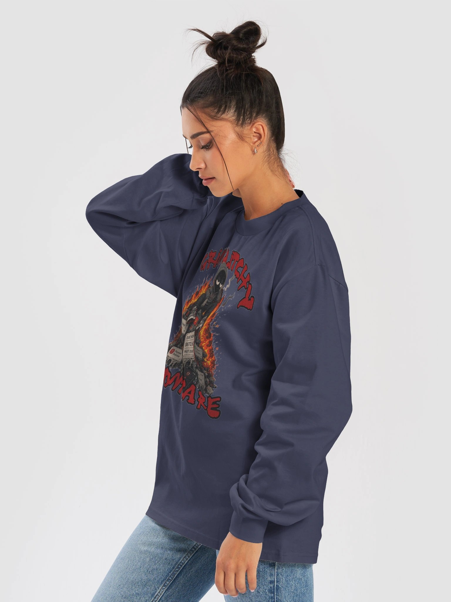 Grim Glitchy Dont Care Long Sleeve product image (7)
