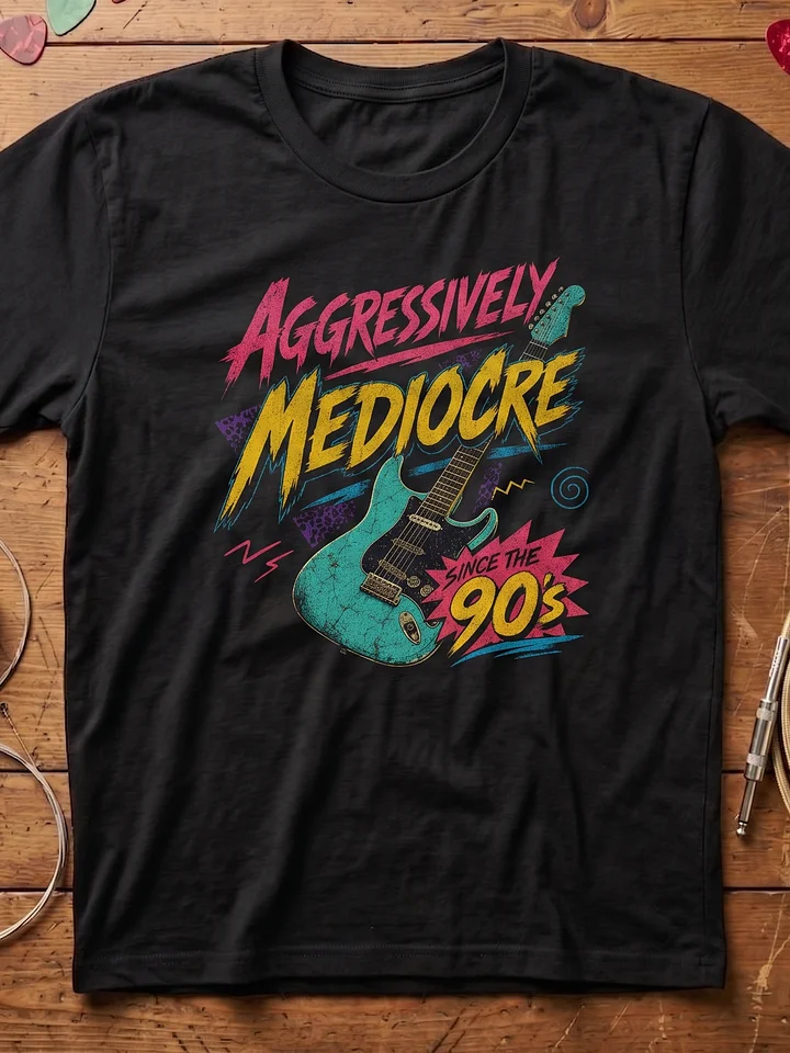 Aggressively mediocre - guitar t-shirt | funny guitar t-shirts product image (1)