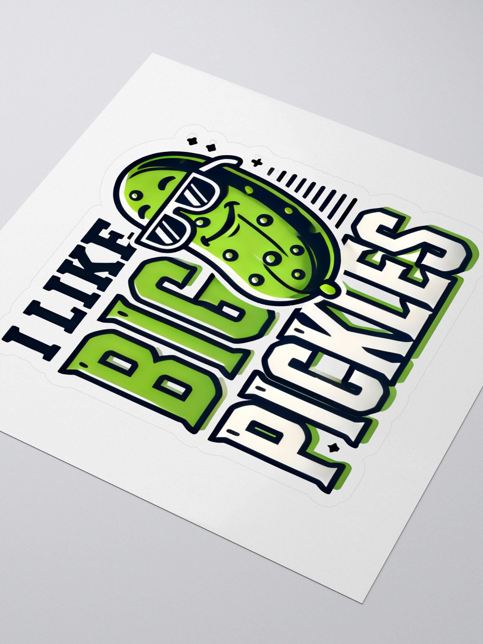 Funny Pickle Cartoon Design | I Like Big Pickles Humorous Art Sticker product image (3)