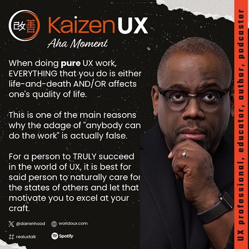 When doing pure UX work, EVERYTHING that you do is either life-and-death AND/OR affects one's quality of life. 

This is one ...
