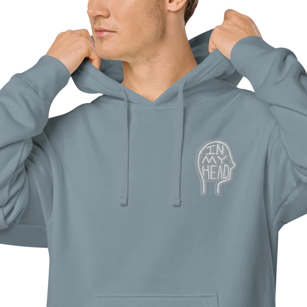 In My Head (L.C. grey bubble design 2) embroidered pigment hoodie product image (7)