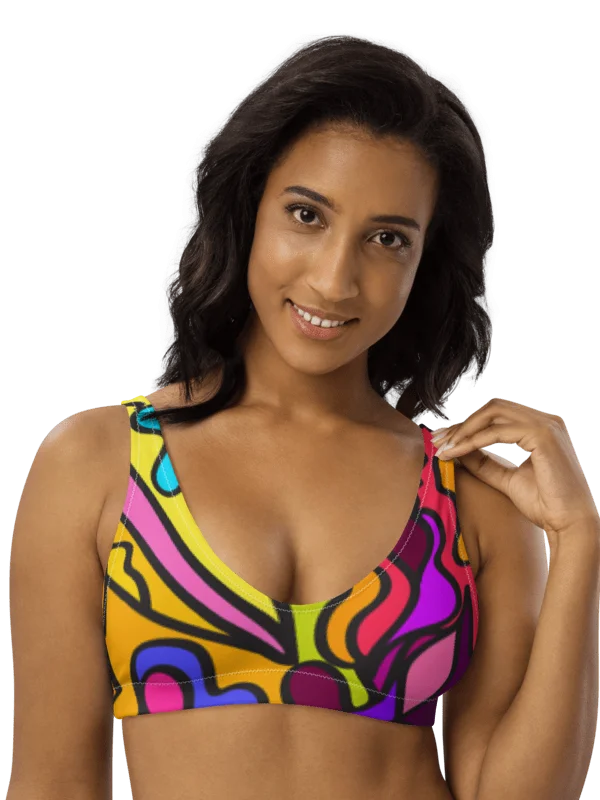Vibrant Curves Recycled Bikini Top - Wave at Sunset product image (3)