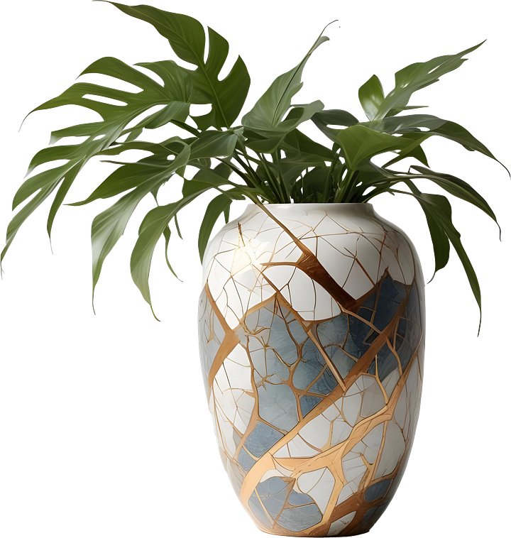 Celestial Harmony – Vase Kintsugi Marble Serenity PNG product image (1)